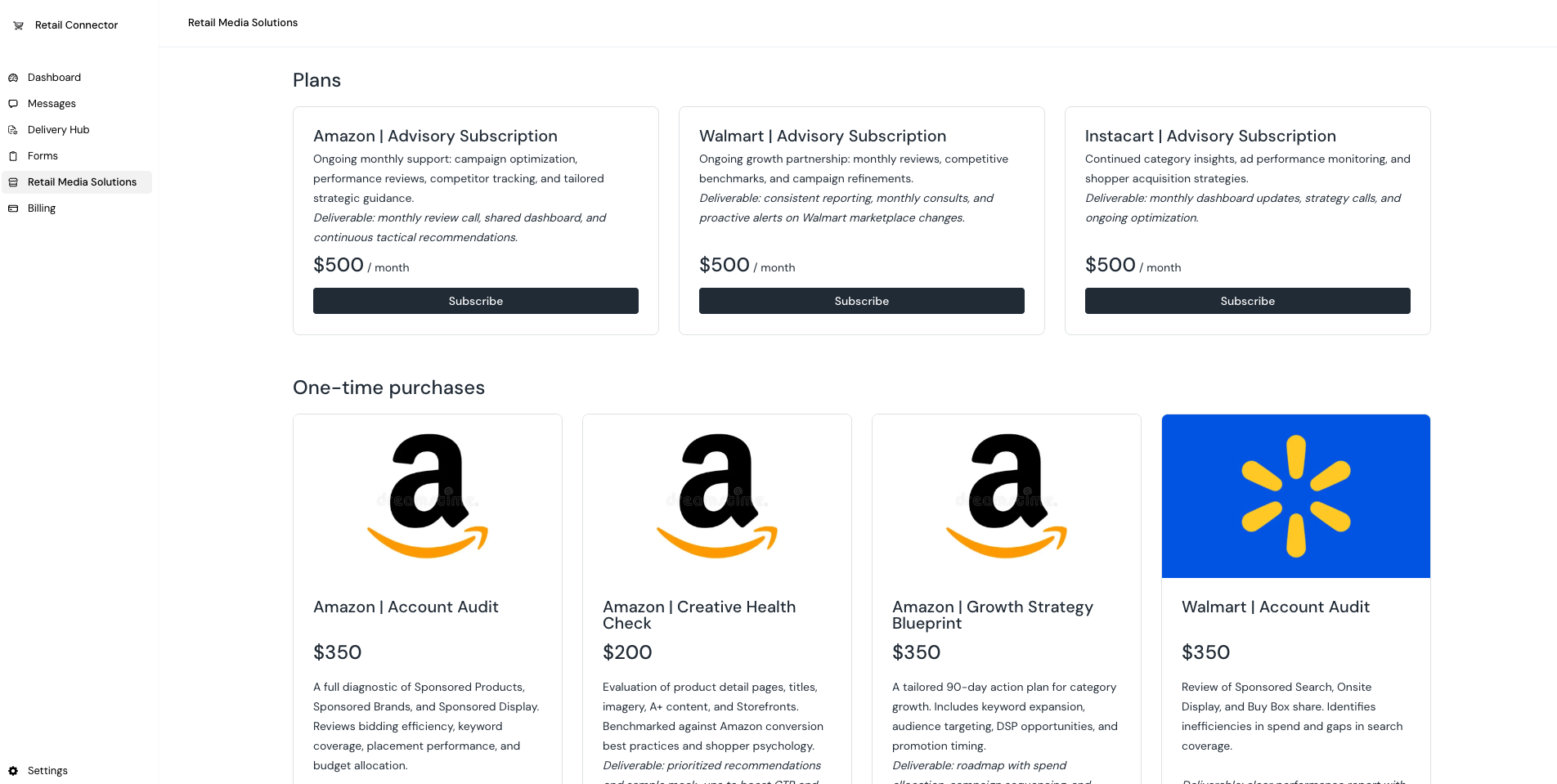 Retail Connector Dashboard